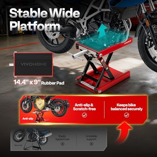VIVOHOME 1100 LBS Motorcycle Lift Scissor Jack, Wide Deck Hoist Stand - Image 4