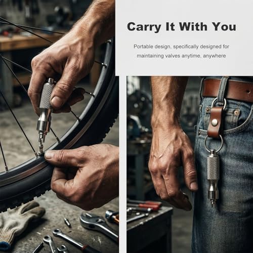 Tire Valve Core Removal Tool Keychain, Portable Stainless Steel Tire Valve Core - Image 4