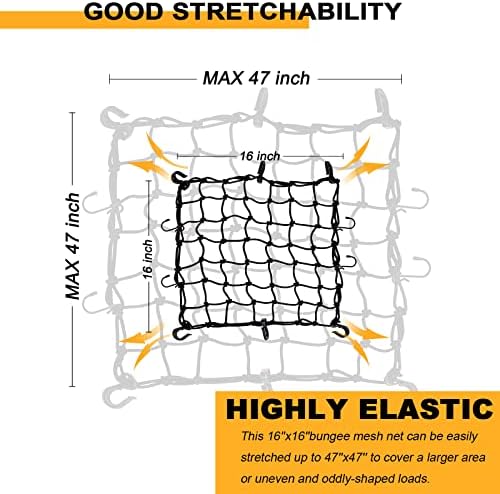 GSPSCN 16"x16" Portable Heavy Duty Cargo Net Stretches to 47"x47" - Image 3