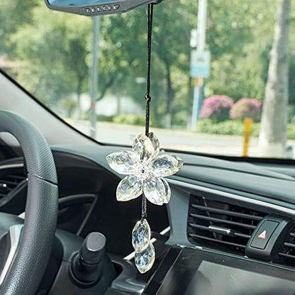 AuMoHall Crystal Flower Rear View Mirror Pendant Hanging Ornament Lucky Car by ATMOMO