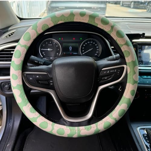 Vintage Groovy Flowers Car Leather Steering Wheel Cover - Image 2