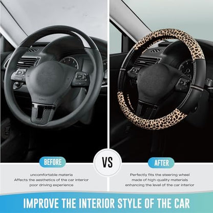 Road Comforts Leopard Steering Wheel Cover - Image 3