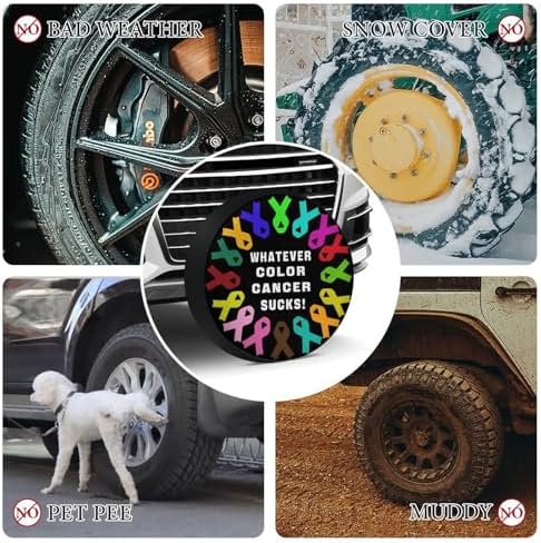 Whatever Color Cancer Sucks Tire Covers, Dust-Proof Weatherproof Wheel Covers - Image 4