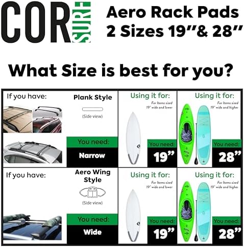 COR Surf Aero Roof Rack Pads, No-Scratch Tie Down Straps, 19in Wide 10ft - Image 4