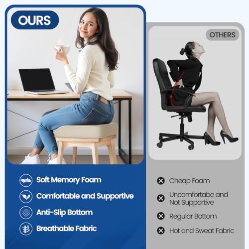 SweetSlubr Seat Cushion, Chair Pad, Memory Foam Tailbone Pain Relief - Image 6