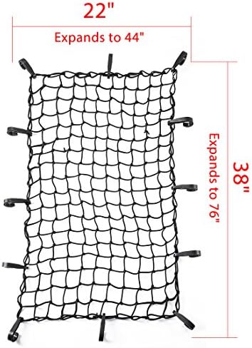 CZC AUTO 22"x38" Black Latex Bungee Cargo Net Strech to 44"x76" - Image 2