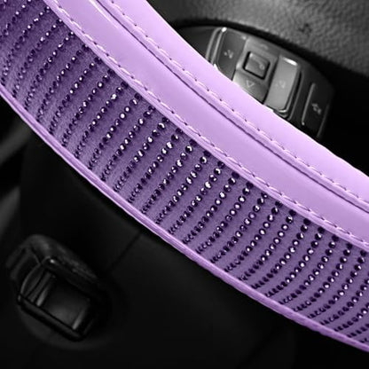 Road Comforts Bling Steering Wheel Cover – Purple Diamond Design, Universal Fit - Image 3