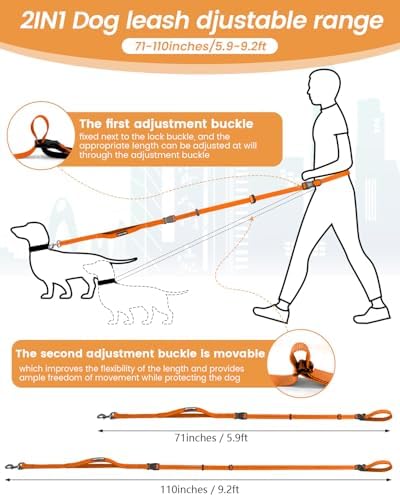 Hands Free Dog Leash with Seatbelt Set, Waist & Crossbody 33-110 lbs - Image 2