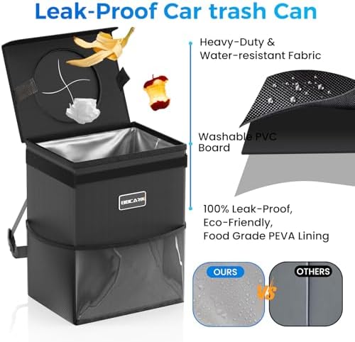 Beicarin Car Trash Can with Lid - Image 4