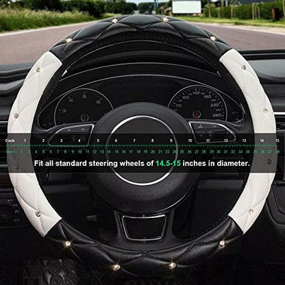 Black White Steering Wheel Cover, Anti-Slip Steering Wheel Protector - Image 5