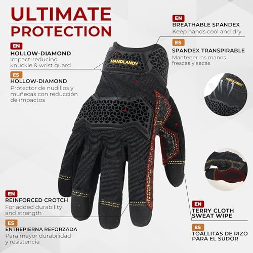 HANDLANDY Work Gloves for Men & Women, Utility Mechanic Working Gloves Touch - Image 3