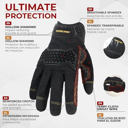 HANDLANDY Work Gloves for Men & Women, Utility Mechanic Working Gloves Touch - Image 3