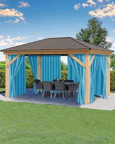 Outdoor Curtains for Patio Waterproof Rod Pocket 4 Pcs 54x84 Inch Teal by HolidayIdeas