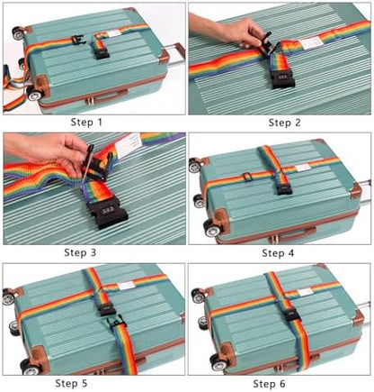 Cross-Strap，Combination Lock Luggage Straps, Adjustable Suitcase Belts - Image 4