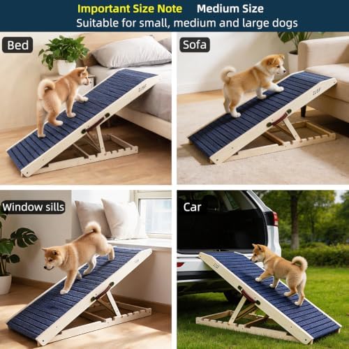 ZJSF Wooden Dog Ramp for High Bed & Couch, Non-Slip Walking Surface, Portable - Image 2