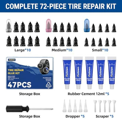 AUTOWN 47PCS Tire Repair Rubber Nail Kit - Image 2