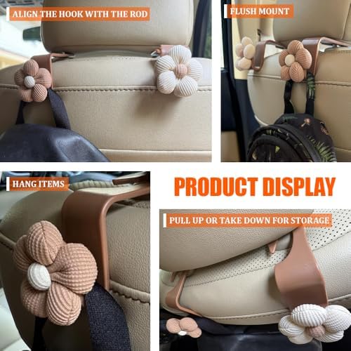 2PCS Car Seat Headrest Hooks, Car Bag Hooks, Cute Bow Knot Vehicle Seatback - Image 7