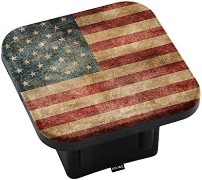 Swono American Flag Trailer Hitch Tube Cover Plug Cap, Grunge Vintage USA Flag by Swono
