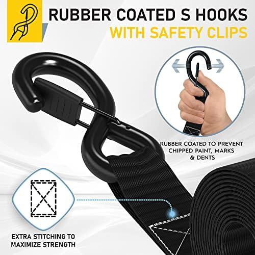AUGO Heavy Duty Ratchet Straps & Soft Loops – Pack of 4 Extra Strong 1.5” by - Image 3