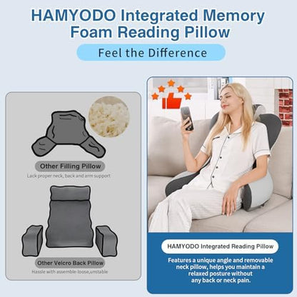 22" XL Reading Pillow Sitting in Bed, Back Support & Armrests - Image 4