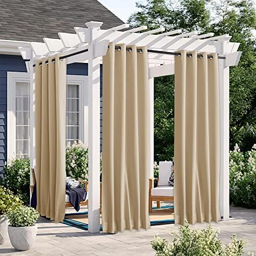 NICETOWN 2 PCs Windproof Blackout Outdoor Curtains W46xL80 Biscotti Beige by NICETOWN