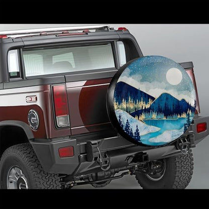 Blue Gold Spare Tire Cover Mountain Tree Star Wheel Cover 14 Inch - Image 5
