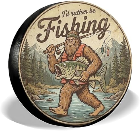 GENANY Forest Fishing Art Thick PVC Leather Spare Tire Cover Size 17 by GENANY