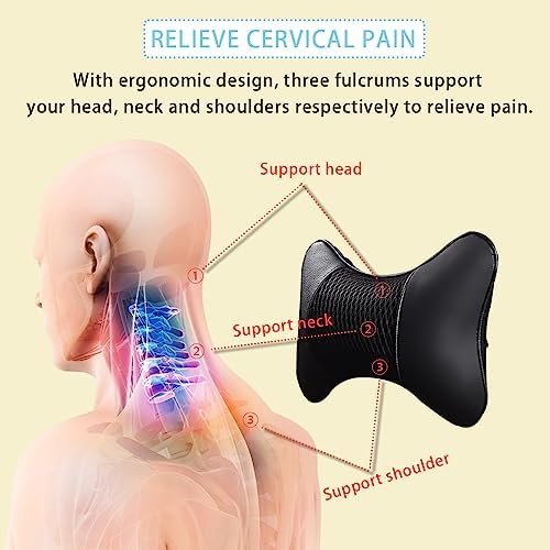 2 Packs Car Neck Pillows Dual-Side PU Leather Car Headrest - Image 3