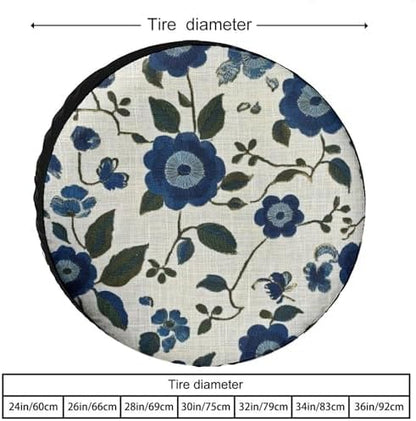 Blue and Green Flowers Camper Spare Tire Cover Spring Summer Wheel Protectors - Image 2