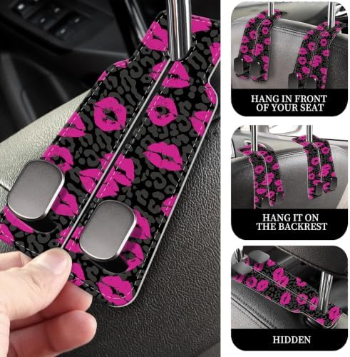 PU Leather Car Seat Hook, Storage Headrest Hanger, Cute Car Backseat Organizer - Image 2