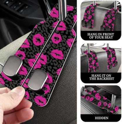 PU Leather Car Seat Hook, Storage Headrest Hanger, Cute Car Backseat Organizer - Image 2