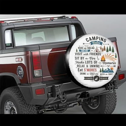Camping Rules Spare Tire Cover Universal Fit 14 inch RV SUV Truck - Image 3