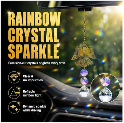 Bling Crystal Suncatchers Angel Car Rear View Mirror Charm, Rhinestones - Image 6