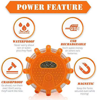 Ecoangel USB-C Rechargeable LED Road Flares Emergency Lights - Image 2