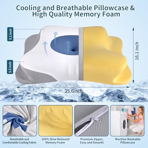 Cervical Neck Pillow for Pain Relief, Contour Memory Foam Pillows for Sleeping - Image 3