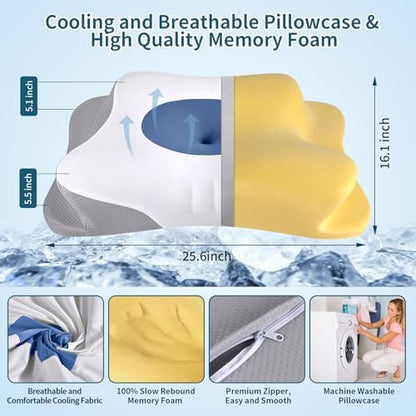 Cervical Neck Pillow for Pain Relief, Contour Memory Foam Pillows for Sleeping - Image 3