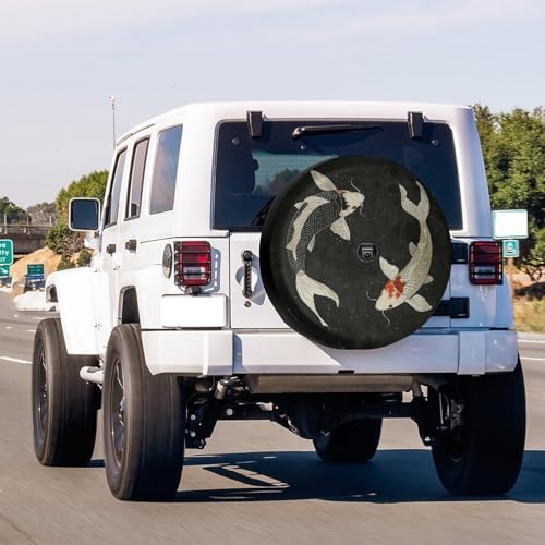 Delerain Spare Tire Cover with Backup Camera Hole Two Koi Fish Wheel Covers Sun - Image 2