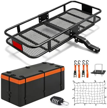 Folding Hitch Cargo Carrier Basket 60" X 20" X 6"+ Waterproof Bag by LOCKIETTA