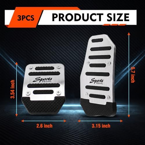 3 PCS Car Pedal Cover Set, Alloy Non-slip Brake Clutch Pedal Covers Kit - Image 2