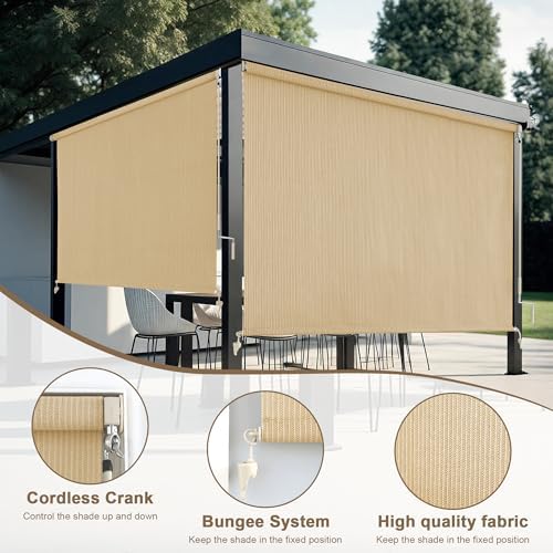 AOSKY Outdoor Roller Shades for Porch Privacy, Cordless Patio Roll Up Blinds - Image 7