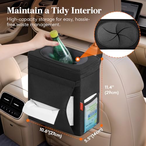 Lifewit Car Trash Can with Lid, Garbage Bag Hanging, Trash Bin, 3 Gallon - Image 2