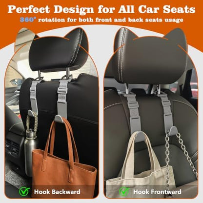 Amooca Anti-drop Car Headrest Hooks 4 Pack Seat Organizer - Image 3