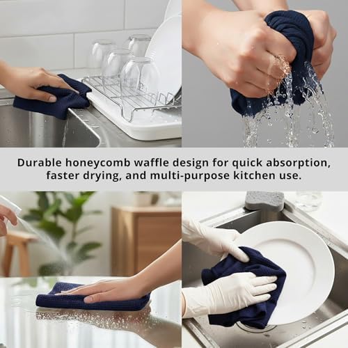 PurpleEssences Solid Kitchen Cloths, Dish Cloth 12x12 Set of 8 - Image 6