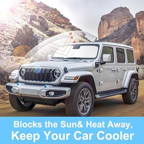 Windshield Sun Shade for 2018-2026 Jeep Wrangler JL/4XE - Image 6