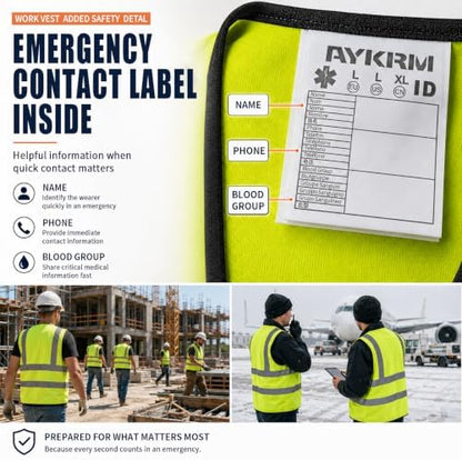 AYKRM 12 colour High visibility viz vest hi vis viz reflective work - Image 6