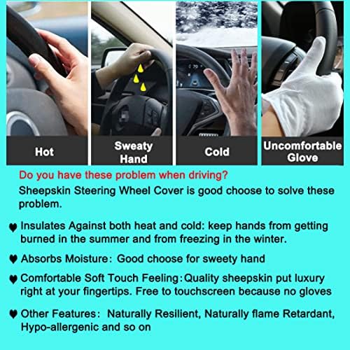 Blue Fuzzy Sheepskin Car Steering Wheel Cover - Image 4