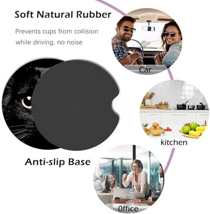 2 Pack Starry Dark Night Car Coasters Cup Holder, Neoprene Anti Slip Mat - Image 3