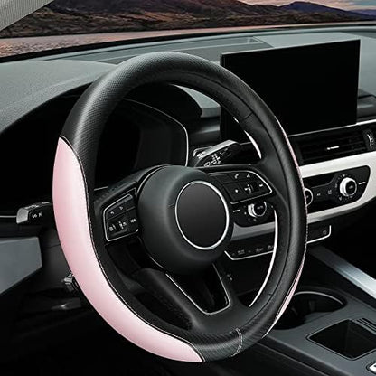 YHONGJT Soft Cute Light Pink Microfiber Leather Anti-Slip Steering Wheel Cover by Unknown