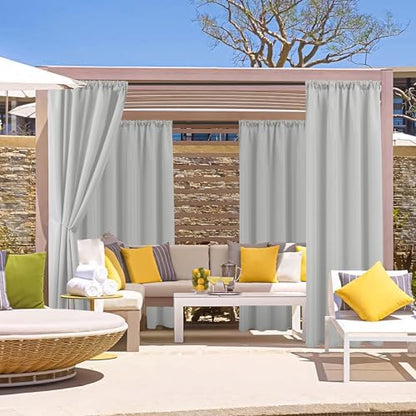 Outdoor Curtains for Patio Waterproof Rod Pocket 6 Pcs 54x84 Silver Grey - Image 2