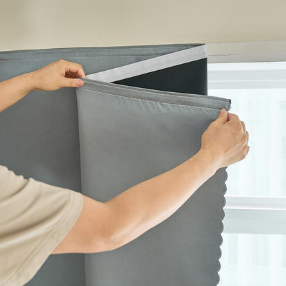 AJAZZ 100% Blackout Stick Curtain Portable Black Out Curtains Adhesive Curtains by AJAZZ